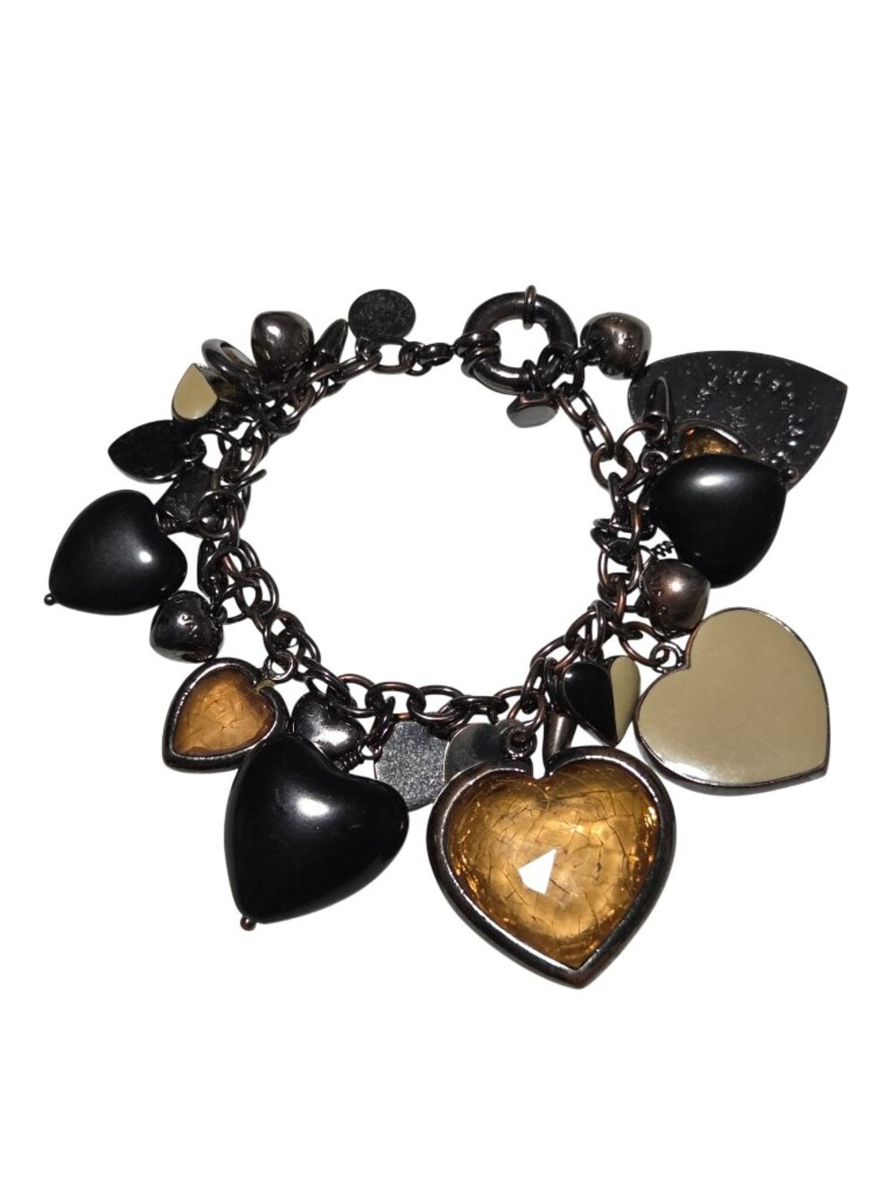 Marc By Marc Jacobs Heart Charm Bracelet Mixed Metals Amber Accents Jewelry
